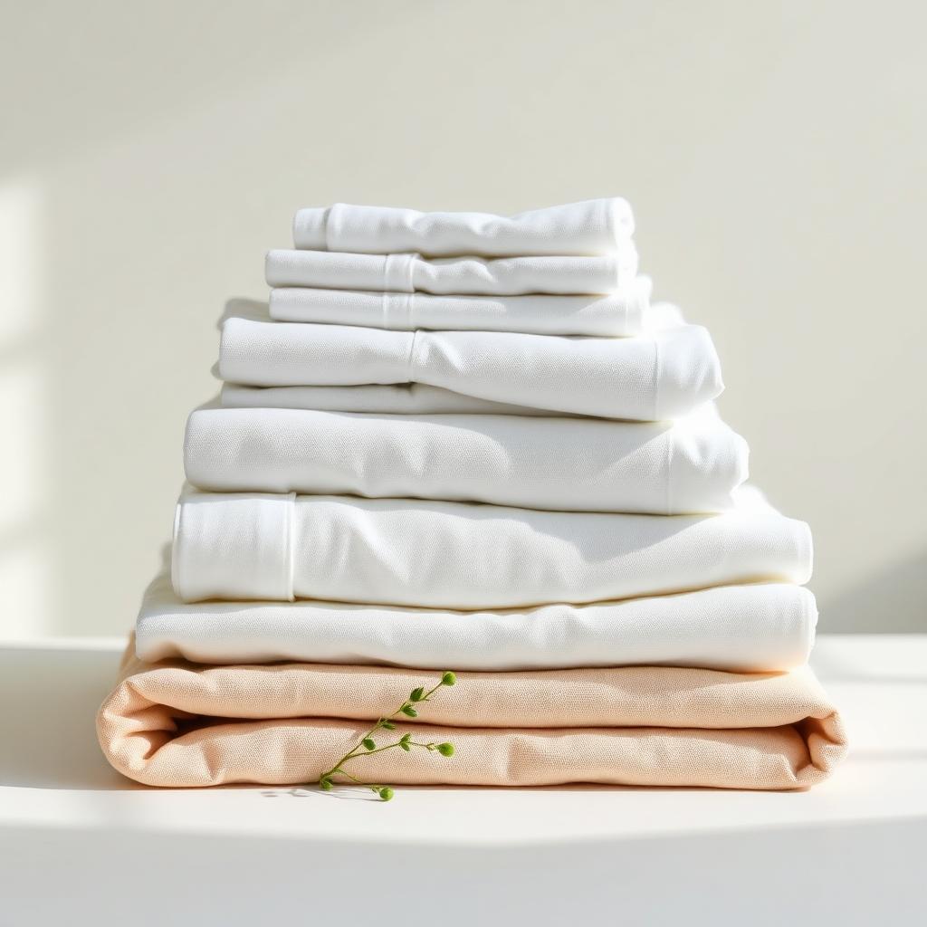 Stack of freshly folded white laundry